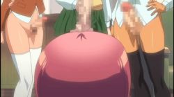 1girl 3futa aihara_ai animated animated_gif breasts censored futa_with_female futabu futanari glasses green_hair huge_penis itou_aya large_penis medium_breasts mosaic_censoring multiple_futa niimura_akane oohashi_sumika penis purple_hair red_hair small_breasts subtitled tagme thighhighs