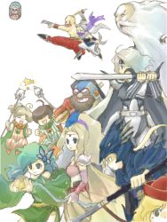 1990s_(style) 3girls 6+boys cain_highwind cecil_harvey cid_pollendina edward_geraldine everyone final_fantasy final_fantasy_iv fusoya edward_chris_von_muir green_hair multiple_boys multiple_girls palom porom rosa_farrell rydia_(ff4) tellah yang_fang_leiden