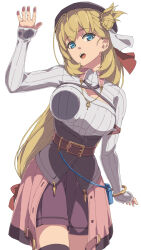 1girl against_glass agnes_claudel bag beret blonde_hair blue_eyes bracelet breast_press breasts breasts_on_glass bun_with_braided_base chiharu_(9654784) cleavage_cutout clothing_cutout double-parted_bangs eiyuu_densetsu hair_between_eyes hair_bun handbag hat highres jewelry kai_no_kiseki kuro_no_kiseki_(series) large_breasts long_hair long_sleeves looking_at_viewer pendant red_hat ribbed_sweater shorts single_side_bun solo sweater