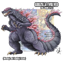 claws crossover darfrezillaarts elbow_spikes fangs godzilla godzilla_(monsterverse) godzilla_(series) godzilla_evolved godzilla_x_kong:_the_new_empire highres jaw kaiju king_kong_(series) legendary_pictures long_tail monster monsterverse no_humans open_mouth scales sharp_teeth spiked_tail spines tail teeth toho