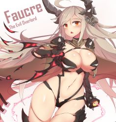 1girl bad_id bad_pixiv_id blonde_hair breasts cape cleavage energy_whip faucre_the_evil_overlord highres holding holding_whip large_breasts last_origin long_hair navel nipples ocs3533 shoulder_spikes solo spikes string_bra very_long_hair yellow_eyes