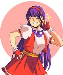 Rule 34 | asamiya athena, hair ornament, idol, psycho soldier, purple eyes, purple hair, smile, snk, star (symbol), star hair ornament, the king of fighters, the king of fighters &#039;97