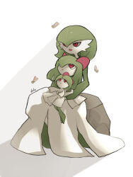 bad_id bad_twitter_id bob_cut bowl_cut colored_skin creatures_(company) dress evolutionary_line game_freak gardevoir gen_3_pokemon green_hair green_skin horns kirlia lole_pokemon multicolored_skin nintendo pink_eyes pokemon pokemon_(creature) ralts rock sidelocks signature sitting smile two-tone_skin white_dress white_skin