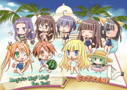 00s 1boy 6+girls albert_chamomille ayase_yue bikini book chachazero chamo chibi ermine evangeline_a.k._mcdowell food fruit hair_over_eyes kagurazaka_asuna konoe_konoka mahou_sensei_negima! miyazaki_nodoka mizutama mizutama_(artist) multiple_girls negi_springfield one-piece_swimsuit sakurazaki_setsuna saotome_haruna school_swimsuit swimsuit vampire watermelon weasel