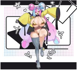1girl absurdres alternate_costume areola_slip bikini breasts crr001 gold_bikini highres huge_breasts iono_(pokemon) nintendo pokemon pokemon_sv solo swimsuit