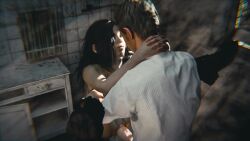 1boy 1girl 3d against_wall age_difference animated black_boots black_hair blue_eyes boots completely_nude day ethan_winters eveline eye_contact full_body grin h33ly hetero indoors loli long_hair looking_at_another looping_animation nude parted_lips penis pussy resident_evil resident_evil_7:_biohazard sex size_difference smile solo_focus tagme teeth uncensored vaginal video