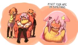 1boy 1girl absurdres ahoge animal_ear_fluff animal_ears annytf baby blush brown_hair carrying_baby carrying_person evil_neuro-sama fox_ears fox_girl hair_ornament highres indie_virtual_youtuber long_hair long_sleeves multicolored_hair neuro-sama open_mouth otjareniy pink_hair purple_eyes red_ribbon ribbon skirt star_(symbol) star_hair_ornament tail virtual_youtuber