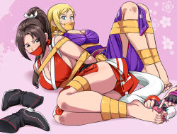Rule 34 | ass, b. jenet, bdsm, blonde hair, blue eyes, bondage, bound, breasts, brown eyes, brown hair, cleavage, fatal fury, gag, gagged, han juri, legs, lost one zero, shiranui mai, street fighter, street fighter 6, the king of fighters, thighs