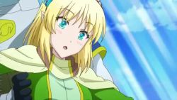 6+boys 6+girls animated anime_screenshot aqua_eyes arm_grab armor black_pants blonde_hair blush boots brown_footwear cape carrying cayna cheering embarrassed feather_hair_ornament full-face_blush green_eyes hair_ornament hairband horns horse leadale_no_daichi_nite lizardman multiple_boys multiple_girls outdoors pants pinching pointy_ears princess_carry riding sharp_teeth sheath shining_saber_(leadale) sound subtitled sword tail teeth video wagon weapon weapon_on_back yellow_cape