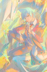 Rule 34 | 1boy, absurdres, aggron, bakutiku, carbink, closed mouth, collared shirt, gen 3 pokemon, gen 6 pokemon, highres, holding, jacket, jewelry, long sleeves, male focus, metagross, necktie, nintendo, pants, pokemon, pokemon (creature), pokemon oras, riding, riding pokemon, ring, shirt, short hair, sitting, spiked hair, steven stone