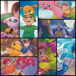3girls 5boys agumon bird bug cat digimon digimon_(creature) digimon_adventure gabumon glasses gomamon ishida_yamato izumi_koshiro kido_jo multiple_boys multiple_girls palmon patamon petals piyomon tachikawa_mimi tailmon takaishi_takeru takenouchi_sora tentomon wings yagami_hikari yagami_taichi
