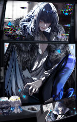Rule 34 | 1boy, absurdres, antinese, arthropod boy, black hair, blue eyes, bug, butterfly, butterfly wings, camera, cape, chibi, crown, diamond hairband, dragonfly wings, fate/grand order, fate (series), fur-trimmed cape, fur trim, glitch, highres, insect, insect wings, long sleeves, looking at viewer, male focus, medium hair, oberon (fate), oberon (third ascension) (fate), shirt, smile, solo focus, wing cape, wings
