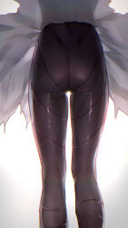 1boy ass brown_pantyhose doushite feet_out_of_frame granblue_fantasy highres kneepits lancelot_(granblue_fantasy) legs lower_body male_focus pantyhose simple_background skin_tight solo trap white_background