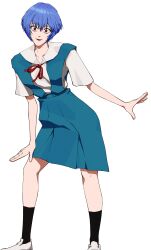 1girl absurdres ayanami_rei black_socks blue_hair closed_mouth commentary dated_commentary english_commentary highres myumui neon_genesis_evangelion red_eyes school_uniform short_hair socks solo tokyo-3_middle_school_uniform transparent_background