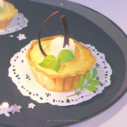 artist_name chocolate flower food food_focus huhv. no_humans original tart_(food) white_flower