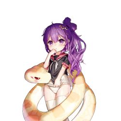 1girl bikini gio_(maroon0924) long_hair medusa_(uchihime) purple_eyes purple_hair red_sailor_collar sailor_bikini sailor_collar snake swimsuit uchi_no_hime-sama_ga_ichiban_kawaii