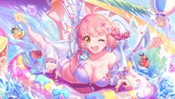 ! 3girls absurdres aircraft bikini bird braid breast_tattoo breasts chieru_(princess_connect!) chieru_(winter)_(princess_connect!) chloe_(princess_connect!) chloe_(winter)_(princess_connect!) collarbone duck flower full_body hair_ornament highres holding holding_swim_ring hot_air_balloon innertube large_breasts legs mountain multiple_girls official_art one_eye_closed open_mouth pink_hair princess_connect! ribbon riding single_bare_shoulder sparkle splashing star_(symbol) star_in_eye sunglasses swim_ring swimsuit symbol_in_eye tattoo third-party_source toes water water_slide yellow_eyes yuni_(princess_connect!) yuni_(winter)_(princess_connect!)