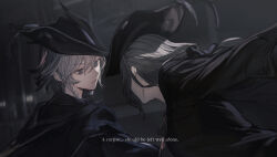 2girls black_bow blue_eyes bow crossover feathered_wings hat highres izayoi_sakuya kazami_yuuka kumatangent long_hair multiple_girls touhou twintails white_hair wings