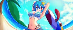 1girl bikini bmkro breasts heterochromia highres large_breasts solo swimsuit tatara_kogasa touhou touhou_lostword