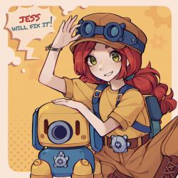 brown_hat brown_shoes english_text hat highres jessie_(brawl_stars) non-web_source outside_border shoes tagme