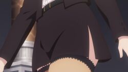 Rule 34 | 1girl, animated, ass, ass focus, formal clothes, highres, legs, nias carlin, office lady, ore wa seikan kokka no akutoku ryoushu!, purple hair, short hair, skirt, solo, tagme, thighhighs, thighs, video, walking