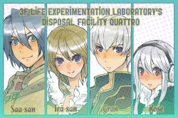 2boys 2girls armor bad_id black_cape black_coat blue_eyes blue_hair brown_hair cape character_name closed_mouth coat crusader_(ragnarok_online) english_text fur-trimmed_cape fur-trimmed_shirt fur_trim gold_trim grey_hair hair_between_eyes headphones high_ponytail high_priest_(ragnarok_online) high_wizard_(ragnarok_online) lala_(sputnik) long_bangs long_hair looking_at_viewer multiple_boys multiple_girls open_mouth pauldrons ponytail purple_eyes ragnarok_online red_eyes shirt short_hair shoulder_armor smile sniper_(ragnarok_online) upper_body