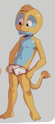 1boy apis blonde_hair bulge dunsparce erection erection_under_clothes feet gen_2_pokemon highres male_focus male_underwear monster_boy nintendo nipples pectorals pokemon pokemon_(creature) shota solo tail topless_male underwear