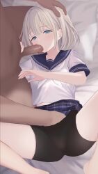 1boy 1girl after_vaginal age_difference animated bare_legs barefoot bed bed_sheet bike_shorts bike_shorts_under_skirt black_shorts blue_eyes blue_skirt blush breasts censored closed_eyes clothed_female_nude_male clothes_lift covering_own_eyes cum cum_in_mouth cum_in_pussy cum_string cumdrip dark-skinned_male dark_skin ejaculation eyebrows eyebrows_hidden_by_hair fellatio female_ejaculation female_orgasm fingering fingering_through_clothes from_above grabbing_another&#039;s_breast grey_hair groping half-closed_eyes hand_on_another&#039;s_head hand_under_clothes handjob hands_on_another&#039;s_knees hetero highres idolmaster idolmaster_shiny_colors interracial irrumatio jiggle legs legs_apart live2d loli looking_at_viewer lying missionary mosaic_censoring najar nipples nude on_back on_bed open_mouth oral orgasm pants penis pillow plaid_clothes plaid_skirt pleated_skirt pov pov_crotch pov_hands pumping pussy pussy_juice pussy_juice_drip pussy_juice_stain rough_sex sailor_collar sailor_shirt school_uniform serafuku serizawa_asahi sex shirt shirt_lift short_hair short_sleeves shorts size_difference skirt small_breasts sound spread_legs swallowing sweat thigh_grab thighs through_clothes tight_clothes tight_pants tongue torn_bike_shorts torn_clothes torn_shorts trembling vaginal video white_shirt