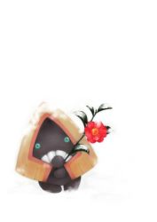 cold flower gen_3_pokemon gucky highres nintendo no_humans pokemon pokemon_(creature) simple_background snorunt trembling