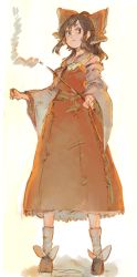 Rule 34 | 1girl, bare shoulders, bow, brown eyes, brown hair, detached sleeves, female focus, gohei, hair bow, hair tubes, hakurei reimu, haraegushi, highres, oonusa, pisoshi, solo, touhou, wide sleeves