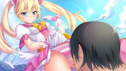 1boy 1girl :3 angel_wings animal_ears black_hair blonde_hair blouse blue_eyes blue_sky blush bow breasts cat_ears cat_girl cat_tail censored chest_bow choker closed_mouth clothed_sex clothes_lift clothing_aside cloud collar cowboy_shot cunnilingus day dmm double-parted_bangs dress dutch_angle eyebrows_hidden_by_hair faceless faceless_male feathered_wings floating_hair frilled_shirt frilled_skirt frills from_below furrowed_brow game_cg gloves gold_belt green_brooch grisaia_battlefield_barcarolle hair_between_eyes hair_flaps half-closed_eyes hand_on_own_chest hand_up happy happy_sex impossible_clothes impossible_shirt kazami_yuuji kneeling layered_skirt lens_flare long_hair looking_at_another looking_down low_wings magical_girl matsushima_michiru mechanical_ears medium_breasts mosaic_censoring narrowed_eyes nose_blush official_art oral outdoors panties panties_aside pink_bow pink_collar pink_panties pink_sailor_collar pink_shirt pink_skirt pink_sleeve_cuffs pink_stripes pleated_skirt puffy_short_sleeves puffy_sleeves purple_tail pussy pussy_juice pussy_juice_trail raised_eyebrows raised_inner_eyebrows sailor_collar shirt shirt_bow short_dress short_hair short_sleeves sidelocks skirt skirt_lift sky smile solo_focus sparkling_eyes spread_legs standing striped_clothes striped_panties sun sunlight tail tail_raised thighs third-party_source tongue tongue_out tsurime twintails two-tone_panties two-tone_shirt two-tone_skirt two-tone_tail underwear upskirt variant_set very_long_hair waist_bow watanabe_akio white_choker white_gloves white_panties white_shirt white_skirt white_stripes white_tail white_trim white_wings wings wrist_bow yellow_bow