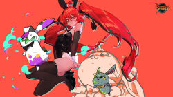 animal_ears black_leotard dungeon_and_fighter highres leotard official_art official_wallpaper playboy_bunny rabbit_ears red_eyes red_hair