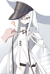 1girl ? absurdres blue_archive breasts cleft_of_venus closed_mouth colored_skin disembodied_hand gnoet highres long_hair malkuth_(blue_archive) navel nipples pussy simple_background small_breasts solo_focus symbol-shaped_pupils very_long_hair white_background white_hair white_skin x-shaped_pupils yellow_eyes