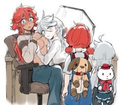 albino blush breast_sucking breasts caught child couple embarrassed family grey_hair gundam gundam_suisei_no_majo hair_between_eyes if_they_mated indoors licking licking_breast licking_nipple long_hair looking_at_another miorine_rembran mitsu_(tendou_itsuki) mother_and_child mother_and_daughter multiple_girls nipple_stimulation nipples open_mouth ponytail red_eyes red_hair science_babies short_hair skirt suletta_mercury surprised thick_eyebrows walk-in white_hair wide-eyed wife_and_wife yuri