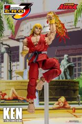 Rule 34 | 1boy, action figure, bare shoulders, barefoot, ken masters, martial arts belt, photo (medium), storm arena, storm collectibles, street fighter, street fighter zero (series)