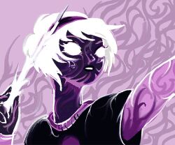 1girl artist_request black_dress black_lips dress grimdark_mode_(homestuck) headband homestuck knitting_needle needle non-web_source rose_lalonde short_hair source_request white_hair