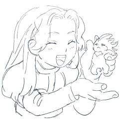 1girl baby blush closed_eyes happy hedgehog li_ili_ili_il long_hair maria_robotnik open_mouth shadow_the_hedgehog sketch sonic_(series) traditional_media white_background