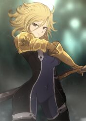 Rule 34 | 1girl, blonde hair, bodysuit, breasts, dimaria yesta, fairy tail, highres, large breasts, omiza somi, skin tight, tagme