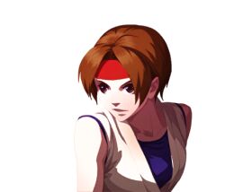 Rule 34 | 1girl, breasts, brown eyes, brown hair, dougi, female focus, hairband, karate gi, medium breasts, pale skin, shirt, the king of fighters, yuri sakazaki