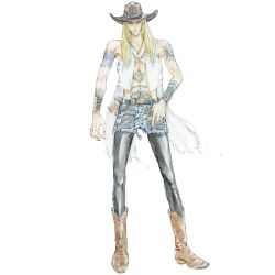 1boy arm_tattoo badge belt black_hat black_leggings black_nails blonde_hair blue_tattoo boots bracelet chin_strap cowboy cowboy_boots cowboy_hat denim denim_shorts fate/grand_order fate_(series) full_body game_cg hand_in_pocket hat highres holstered jewelry leggings long_hair looking_at_viewer male_focus medallion necklace official_art open_clothes open_vest orange-tinted_eyewear sho-u_tajima shorts shoulder_tattoo skull_ornament solo standing stomach_tattoo sunglasses tachi-e tattoo tezcatlipoca_(fate) tezcatlipoca_(wild_gunman)_(fate) third-party_source tinted_eyewear transparent_background vest western white_vest wide_brim