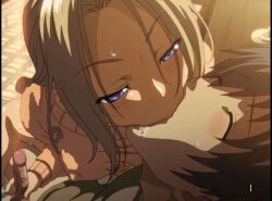 1boy 1girl 2010s 2011 animated animated_gif bed blonde_hair blue_eyes breasts drooling huge_breasts jellyfish_(company) kamimura_akiko keisuke_(sisters) kouzaka_kouhei lips long_hair long_sleeves nipples nipples_visible_through_shirt no_bra older_woman_and_younger_man penis premature_ejaculation saliva saliva_trail shiny_skin shocked_pupils shy sisters_~natsu_no_saigo_no_hi~ surprised sweat sweater taki_minashika uncensored veins veiny_penis