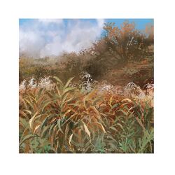 Rule 34 | 2023, blue sky, cloud, cloudy sky, forest, grass, mimoth, nature, original, overgrown, painting (medium), pastel (medium), plant, scenery, sky, tall grass, traditional media, tree, weeds