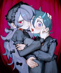 Rule 34 | 2girls, biting, blood, gakudayo, highres, multiple girls, sharp teeth, tagme, teeth, vampire, yuri