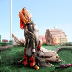 Rule 34 | absurdres, arms at sides, black sleeves, blonde hair, bow, colored eyelashes, commentary request, dress, fur collar, gloved sleeves, gloves, hair bow, hairband, highres, hololive, hololive indonesia, impossible clothes, impossible dress, jdon in my soul (meme), kaela kovalskia, kaela kovalskia (1st costume), kneeling, long dress, medium hair, meme, minecraft, minecraft sword, nymph rhythm, pantyhose, red bow, red gloves, red hairband, shoe soles, side slit, single glove, skin tight, sword, virtual youtuber, weapon, white dress