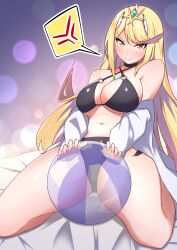 alternate_costume bikini breasts chest_jewel highres large_breasts mythra_(xenoblade) osora_(judithandlilith) swimsuit xenoblade_chronicles_(series) xenoblade_chronicles_2