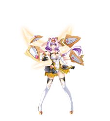 Rule 34 | 1girl, animal ears, azarin (kouyoku senki exs-tia), bare shoulders, black gloves, black skirt, boots, breasts, cleavage, cleavage cutout, clenched hand, closed mouth, clothing cutout, covered navel, detached sleeves, elbow gloves, electricity, energy wings, exs-tia magica, fake animal ears, floating, floating hair, floating object, floating weapon, full body, game cg, gloves, gluteal fold, hair intakes, headgear, highres, inoino, kouyoku senki exs-tia, large breasts, large variant set, layered skirt, legs apart, leotard, long hair, looking at viewer, magical girl, medium breasts, multicolored leotard, non-web source, official art, pigeon-toed, pleated skirt, purple hair, scarf, showgirl skirt, skirt, smile, solo, standing, tachi-e, thigh boots, thighhighs, torn clothes, torn gloves, torn leotard, torn skirt, torn thighhighs, transparent background, variant set, white leotard, white thighhighs, yellow eyes, yellow skirt, yellow trim, zettai ryouiki