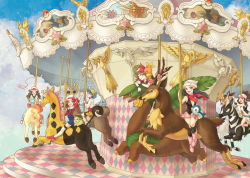 00s 10s 1990s_(style) 6+girls absol articuno bandana baseball_cap bike_shorts black_hair blue_eyes blue_hair boots brown_hair cameo carousel character_request chikorita creatures_(company) dawn_(pokemon) entei game_freak gen_1_pokemon gen_2_pokemon gen_3_pokemon gen_4_pokemon gen_5_pokemon girafarig hat hilda_(pokemon) ho-oh kingdra kris_(pokemon) leaf_(pokemon) legendary_pokemon long_hair lugia lunatone lyra_(pokemon) may_(pokemon) mew_(pokemon) multiple_girls mythical_pokemon nintendo open_mouth pink_boots piplup poke_ball pokemon pokemon_(creature) pokemon_bw pokemon_dppt pokemon_frlg pokemon_gsc pokemon_hgss pokemon_rgby pokemon_rse ponyta raikou rapidash retro_artstyle sawsbuck sawsbuck_(spring) sidesaddle solrock squirtle stantler starmie staryu suicune tanpi tepig torchic totodile tropius twintails zapdos zebstrika