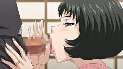1girl 2020 20s age_difference animated animated_gif blush bob_cut butler cheating_(relationship) fellatio hitozuma_mitsu_to_niku jewelry large_penis lipstick makeup mature_female okusama_(hitozuma_mitsu_to_niku) older_female_and_younger_male oral penis queen_bee_(animation_studio) ring tagme twitching_penis wedding_ring