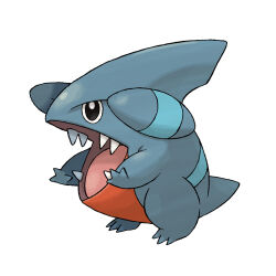 Rule 34 | animal focus, full body, gen 4 pokemon, gible, nintendo, no humans, official art, open mouth, pokemon, pokemon (creature), pokemon dppt, pokemon focus, sharp teeth, simple background, solo, sugimori ken, teeth, third-party source, white background