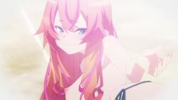 1boy 2girls agatsuma_makina akutsu_eita android animated anime_screenshot ass back beach bikini bikini_bottom_only black_bikini black_shorts blue_eyes blue_hair blush breast_press breasts brown_hair dimples_of_venus feet femdom girl_on_top glasses gluteal_fold gradient_hair green_bikini groin highres holding_hands hug imose_mimika kakushite!_makina-san!! large_breasts long_hair multicolored_hair multiple_girls navel nipple-to-nipple nipple_stimulation nipples ocean orange_hair pink_hair red_hair robot robot_girl sand short_hair shorts shoulder_blades side-tie_bikini_bottom smile sound stomach swimsuit symmetrical_docking tagme thighs topless_female topless_male video water
